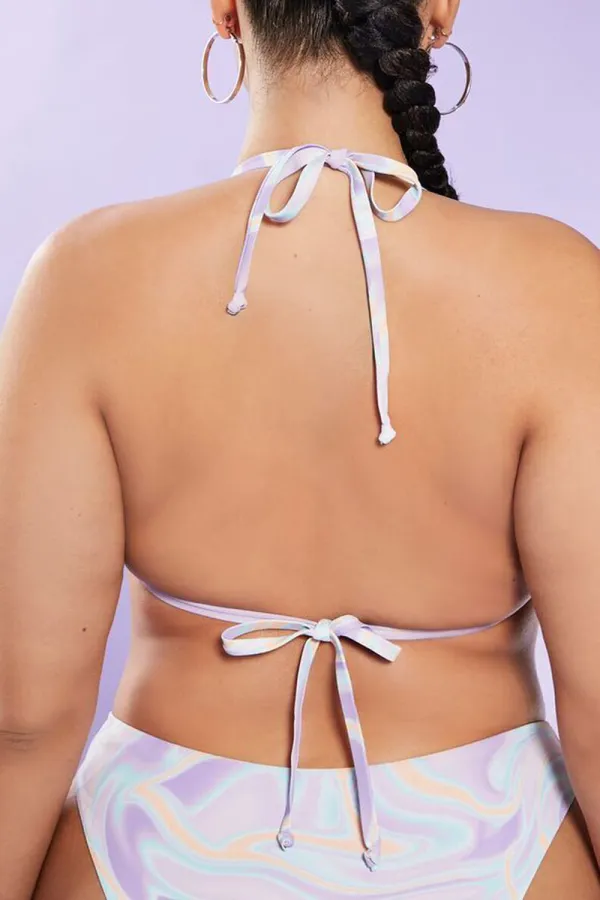 Plus Size Oil Slick String Bikini Top