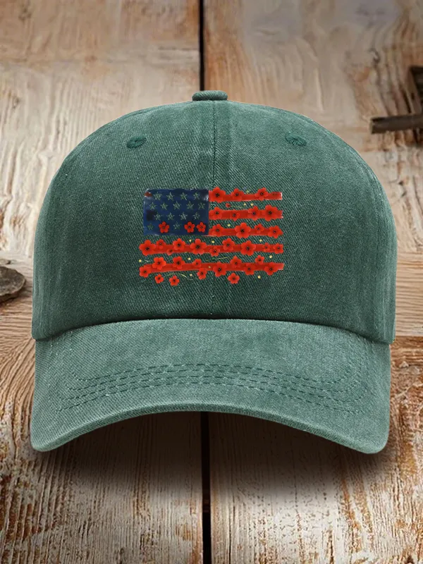 Independence Day Print Washed Baseball Cap