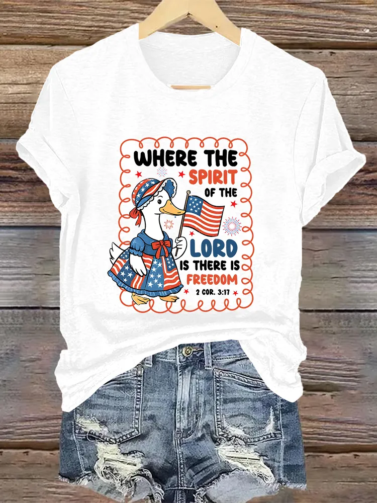 Woman'S Where The Spirit Of The Lord Is There Is Freedom Crew Neck Short Sleeve T-Shirt