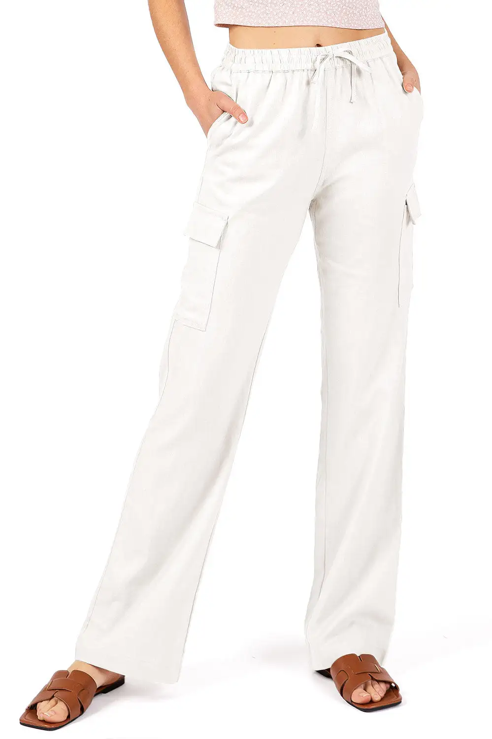 Black Linen - Blend Cargo Pants