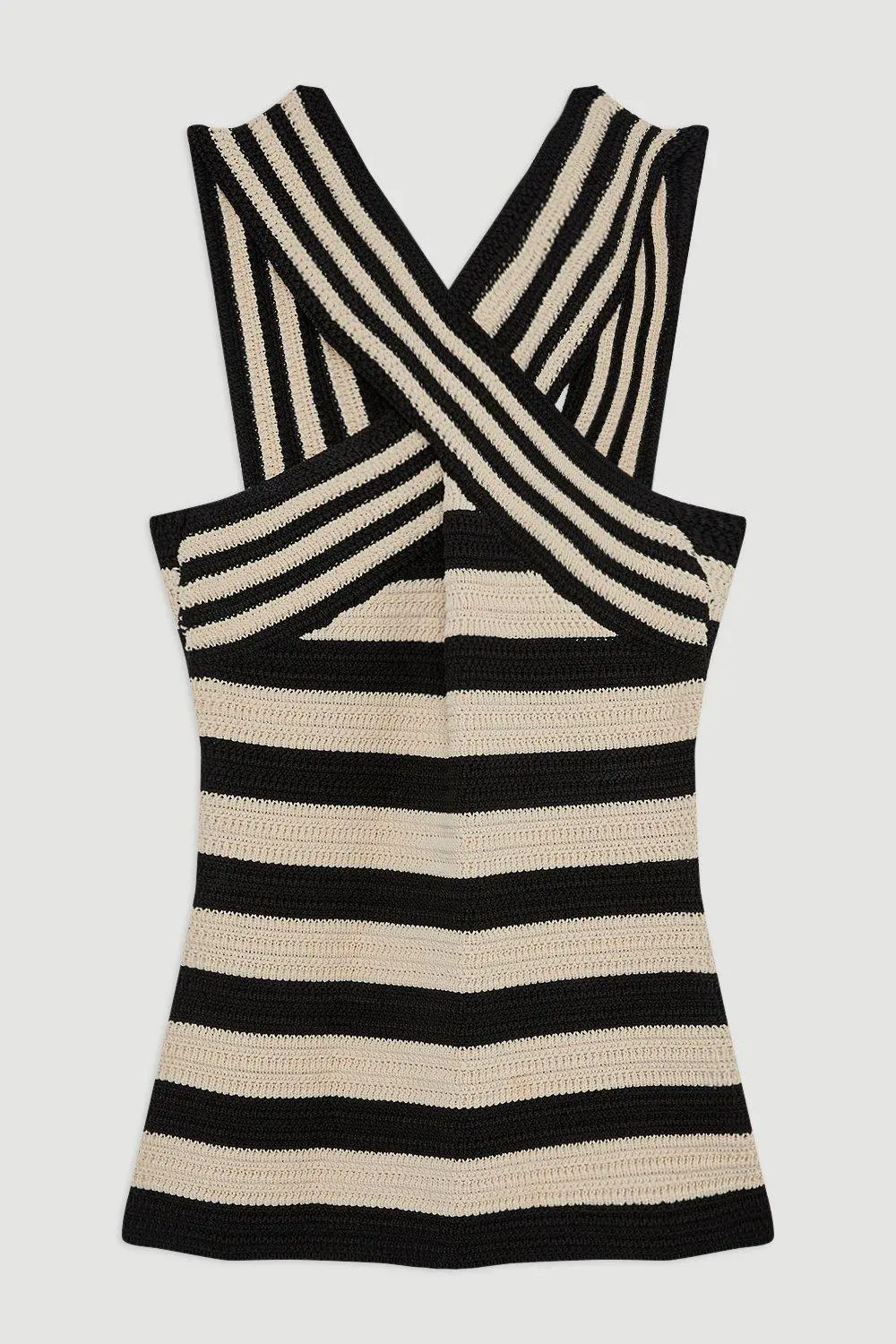 Viscose Blend Crochet Knit Cross Front Top