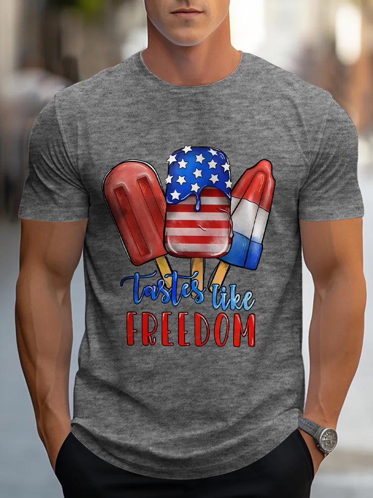 Man'S Tastes Like Freedom Round-Neck Short-Sleeved T-Shirt
