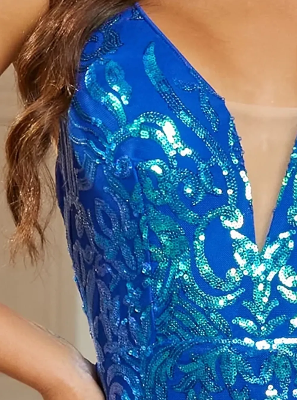 Sexy V-Neck Sequin Mini Blue Homecoming Dress
