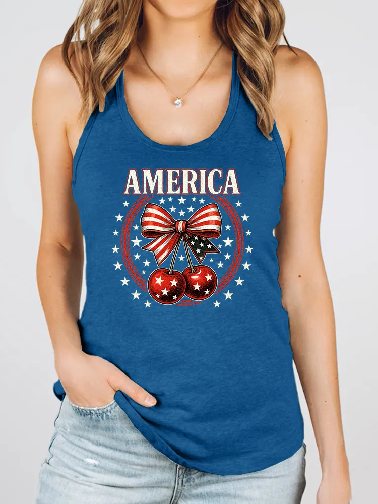 Women'S America Round-Necked Sleeveless Vest