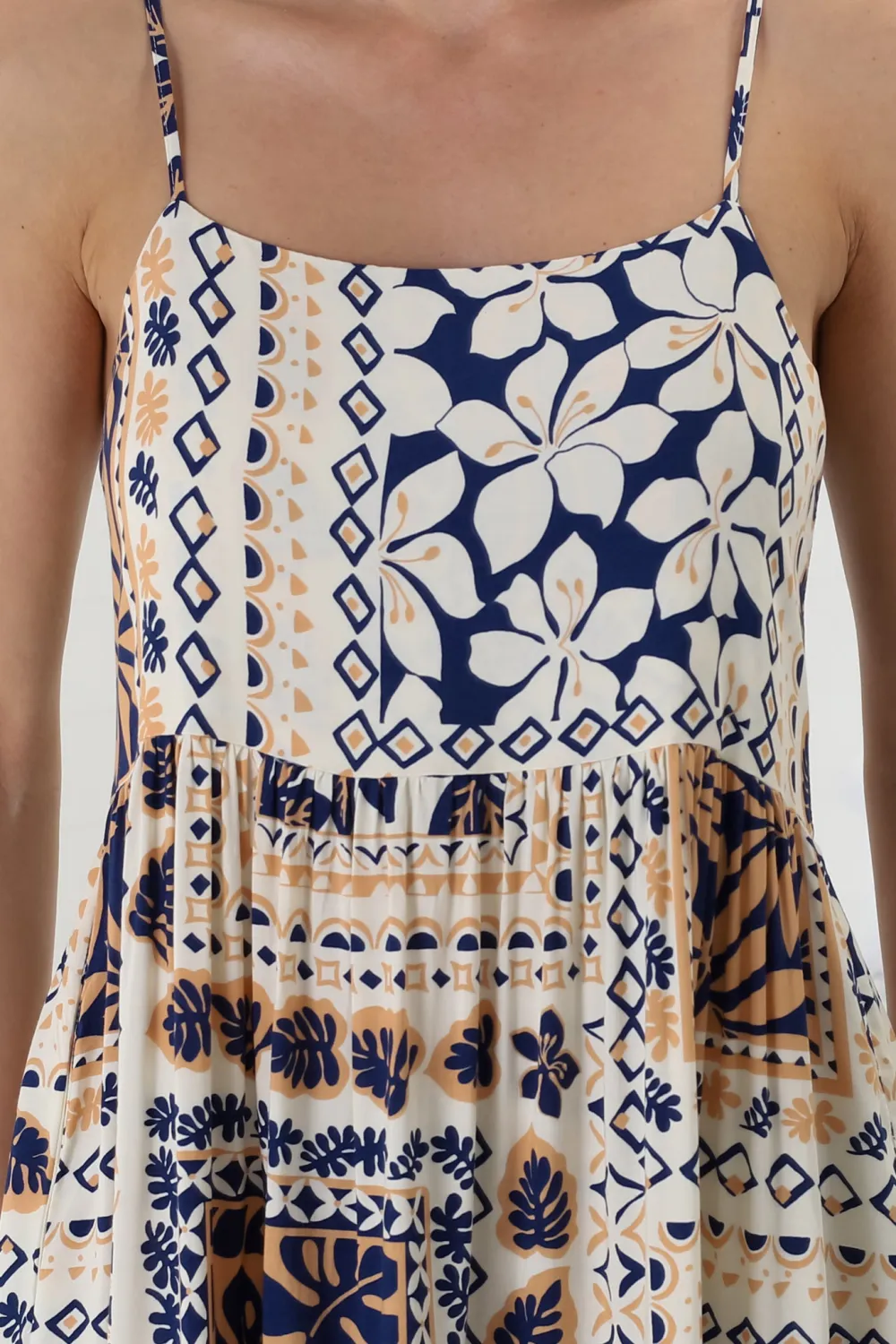 Multicolor Patchwork Print Maxi Dress