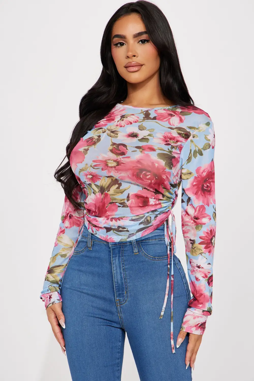 Feminine Urges Mesh Top - Blue/combo