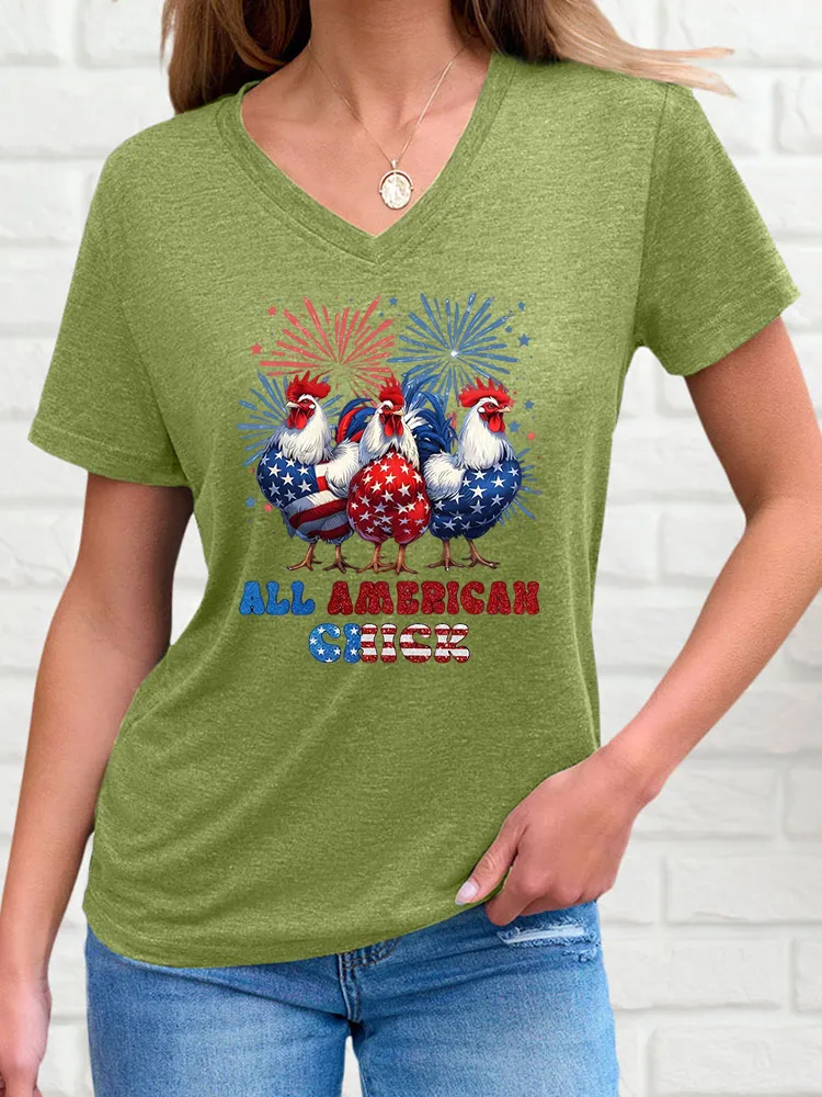 Woman'S Independence Day Print Short-Sleeved T-Shirt