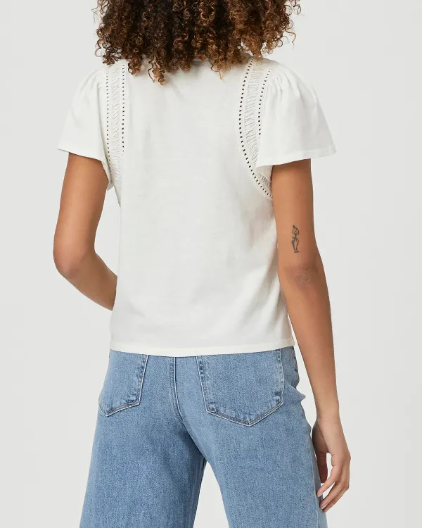 White Flutter Sleeve Paisley Print Top