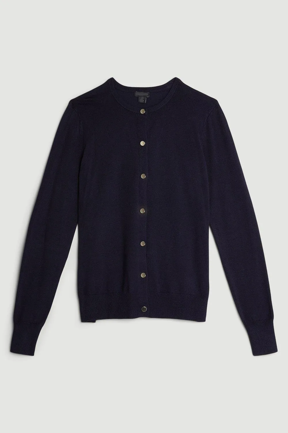 Viscose Blend Knitted Crew Neck Cardigan