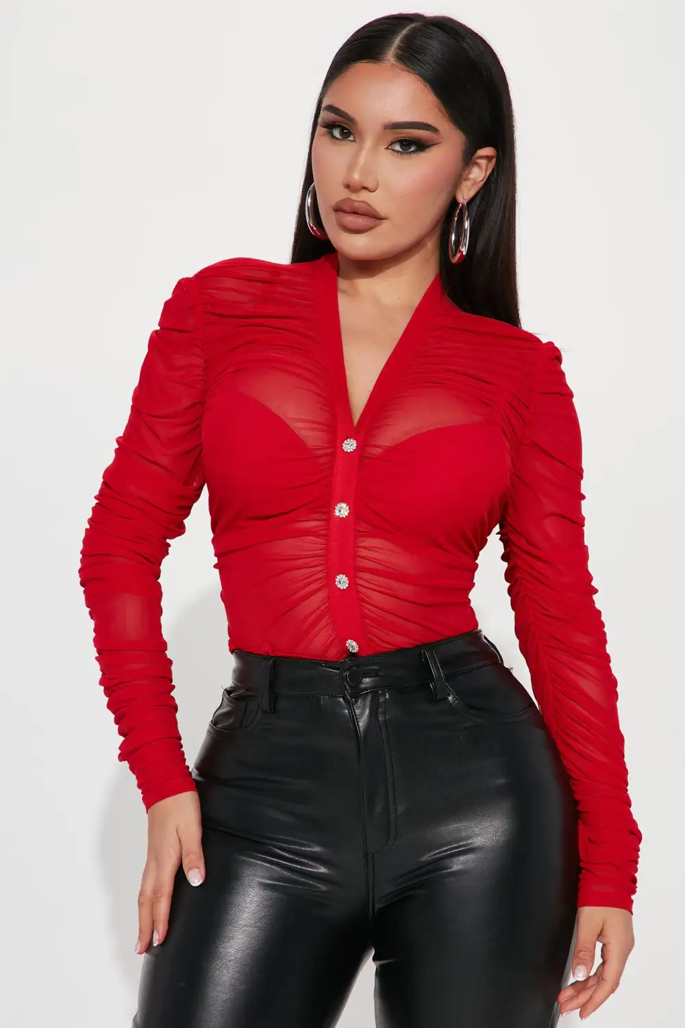 Rebecca Ruched Blouse - Red