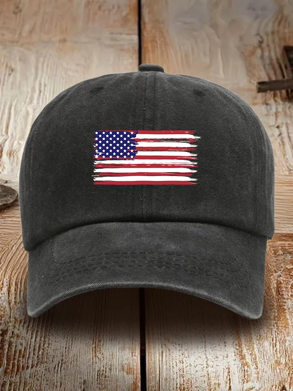 National Flag Print Washed Baseball Cap