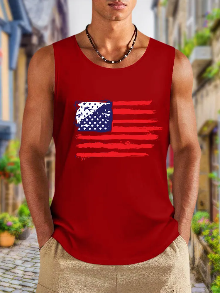 Men'S National Flag Print Round-Necked Sleeveless Vest