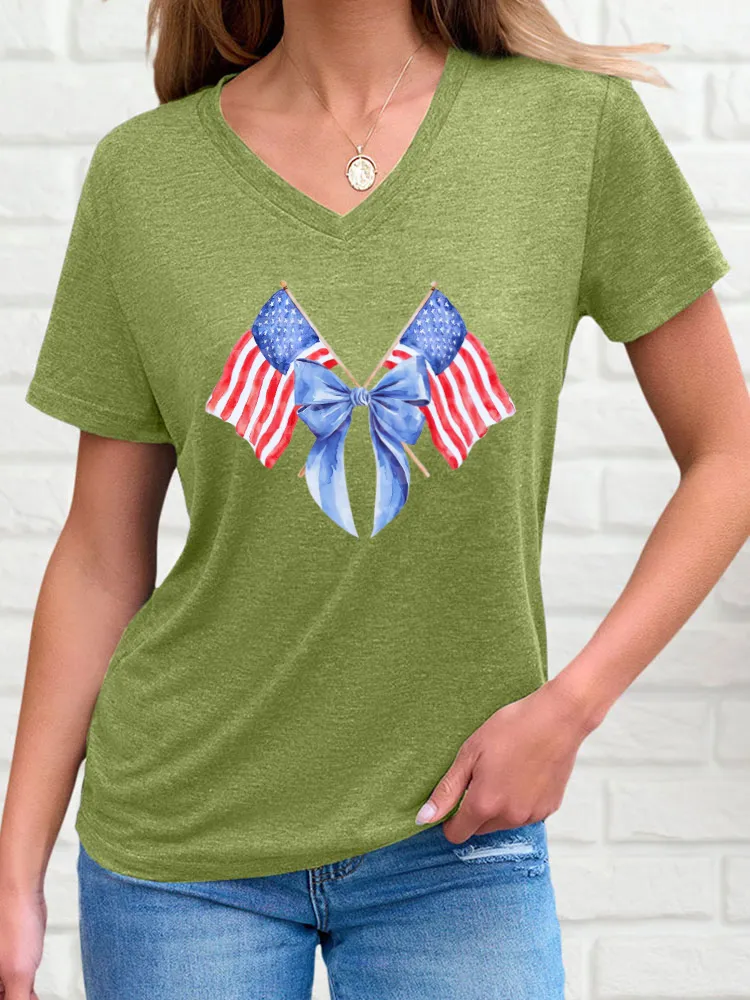 Woman'S Independence Day Print Short-Sleeved T-Shirt