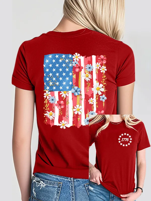 Woman'S 1776 Independence Day Print Short-Sleeved T-Shirt