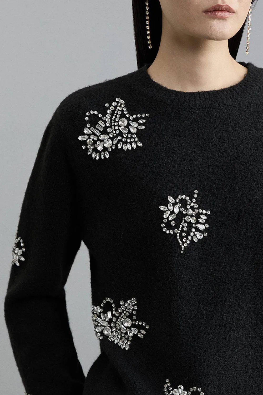 Wool Blend Embellished Cosy Knit Jumper