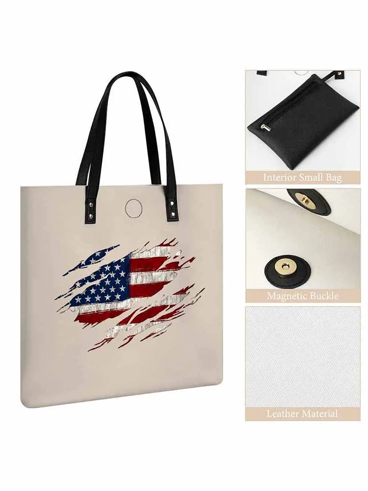 Handbag Leather Handbag With National Flag Prints