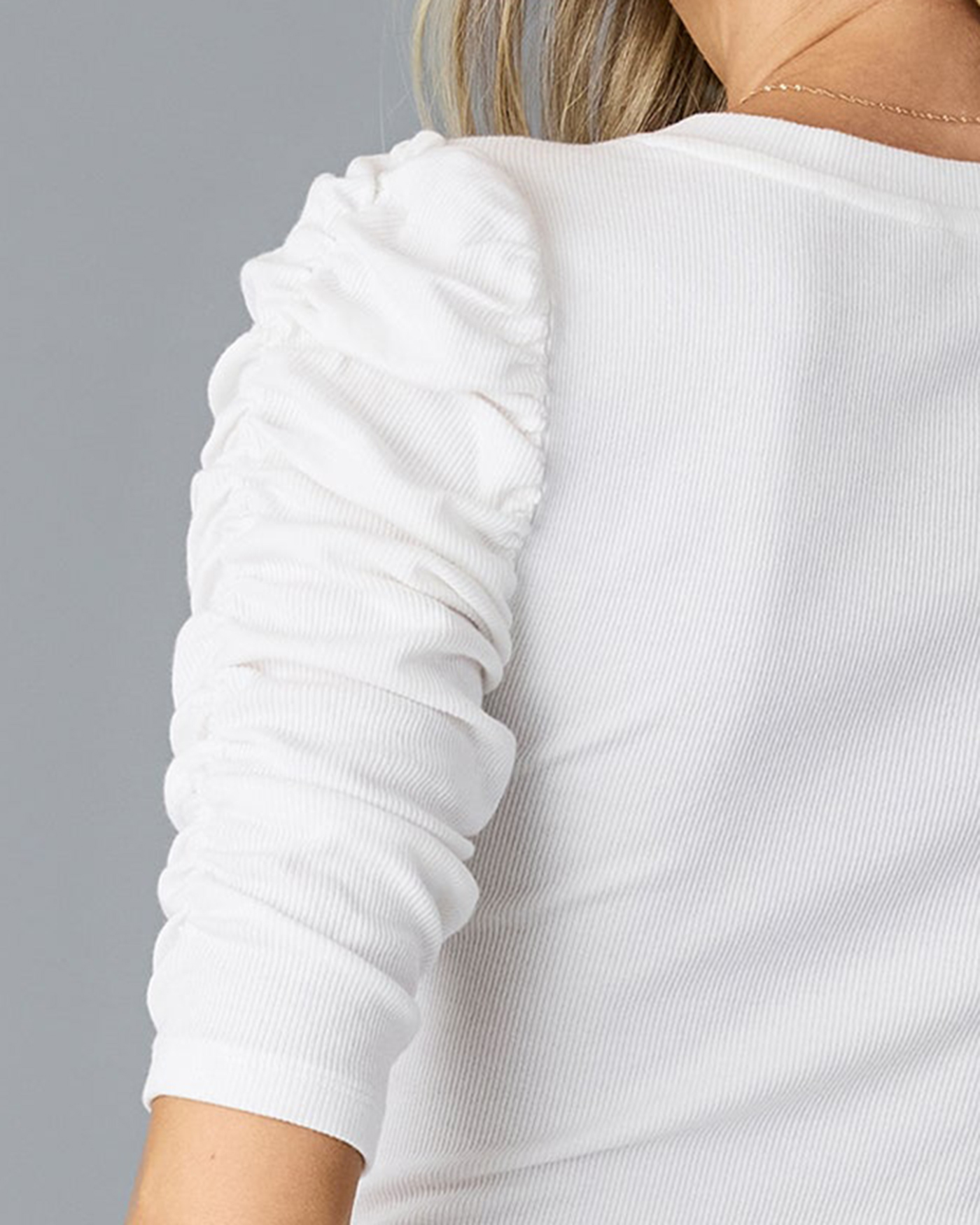 Elegant White V-Neck Blouse With Puff Sleeves