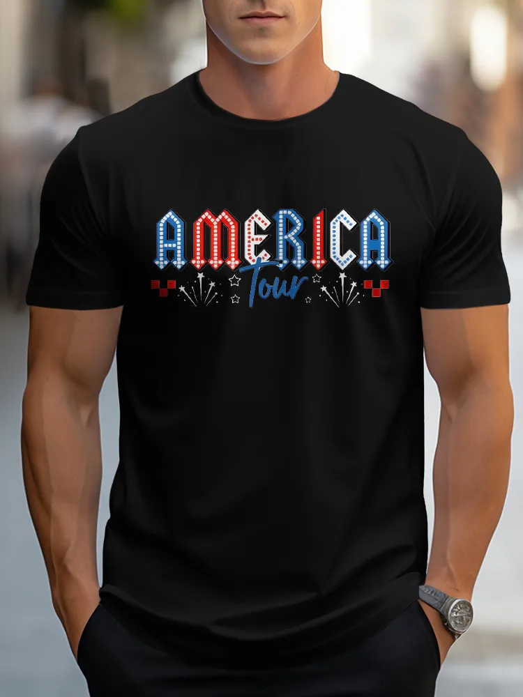 Man'S America Four Round-Neck Short-Sleeved T-Shirt