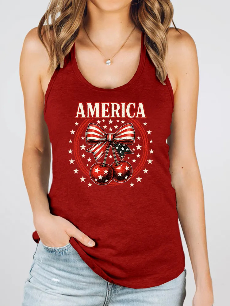 Women'S America Round-Necked Sleeveless Vest