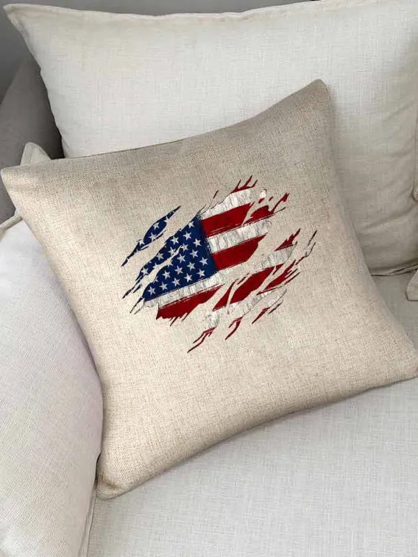 Linen Throw Pillow With National Flag Print Throw Pillow