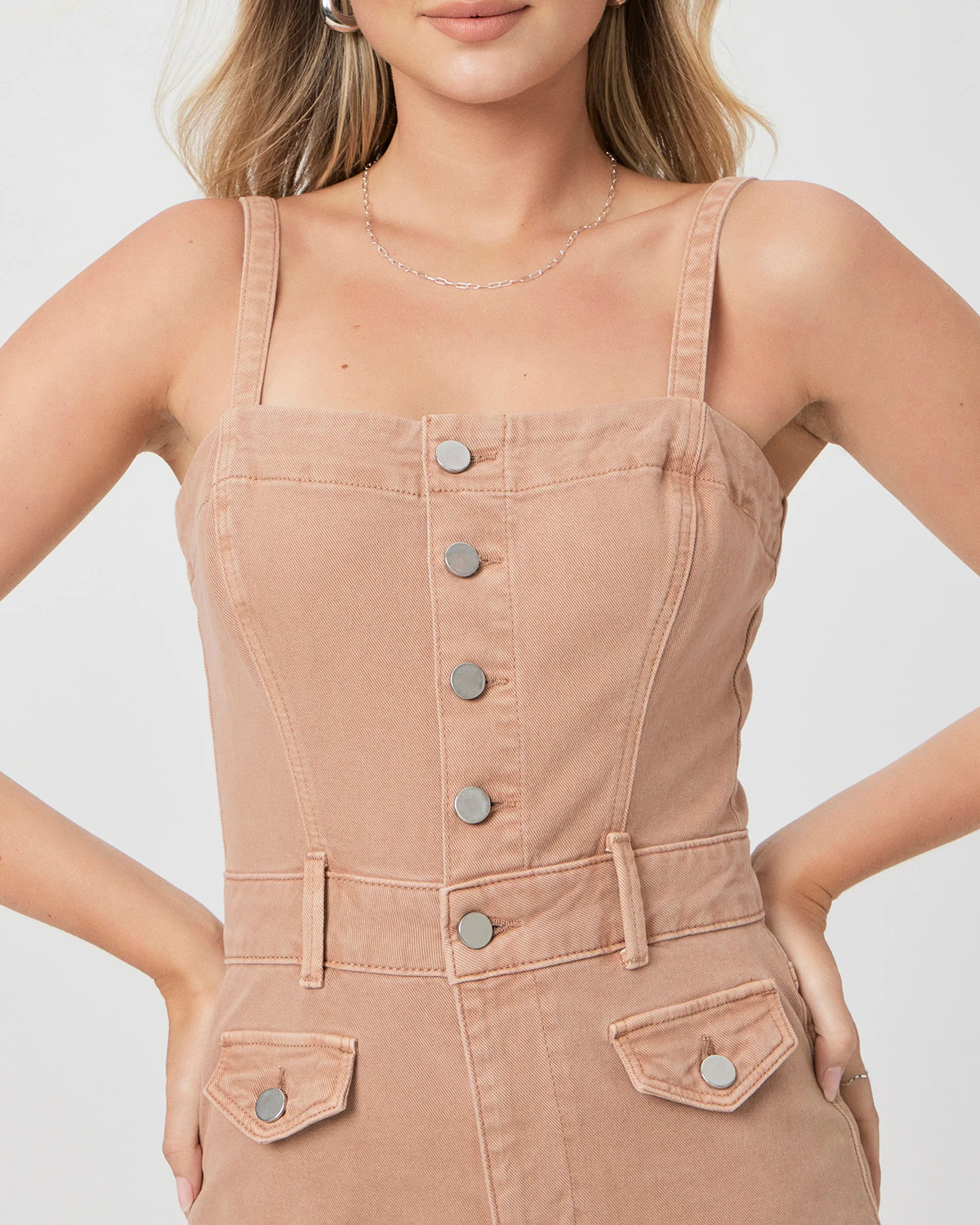 Vintage Dried Rose Denim Wide Leg Jumpsuit
