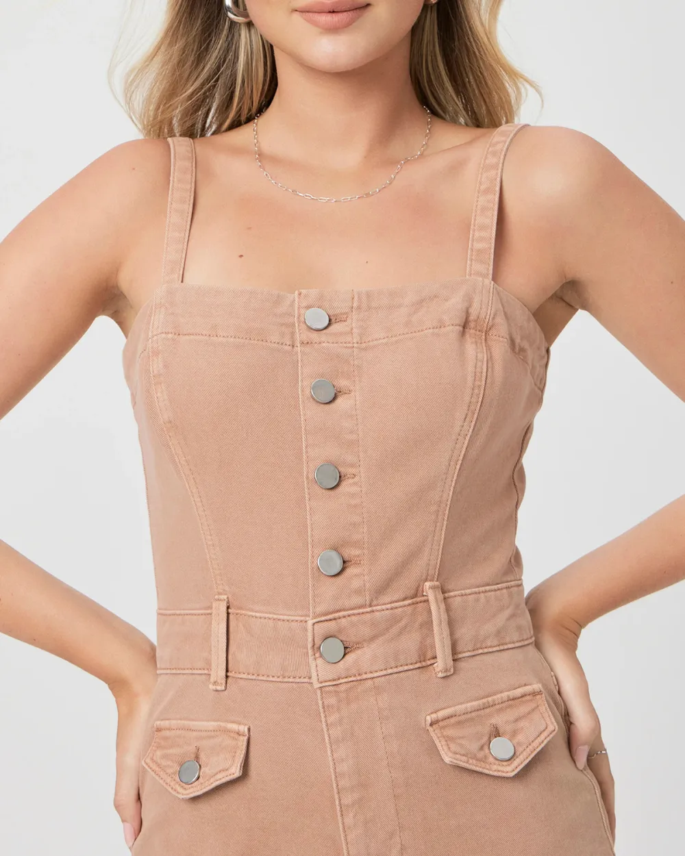 Vintage Dried Rose Denim Wide Leg Jumpsuit