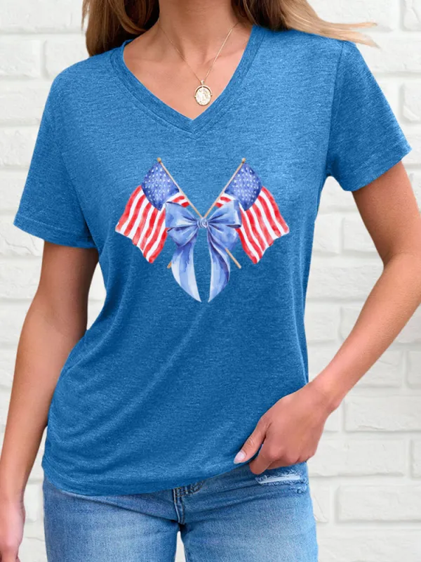 Woman'S Independence Day Print Short-Sleeved T-Shirt
