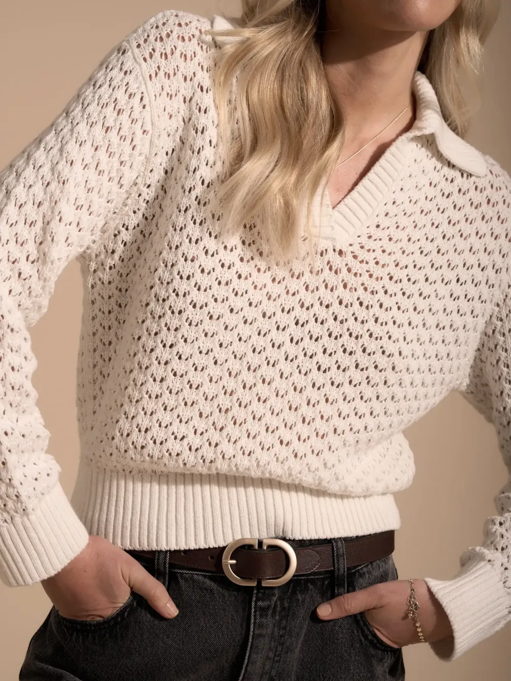 Elementary Knitted Henley Sweater