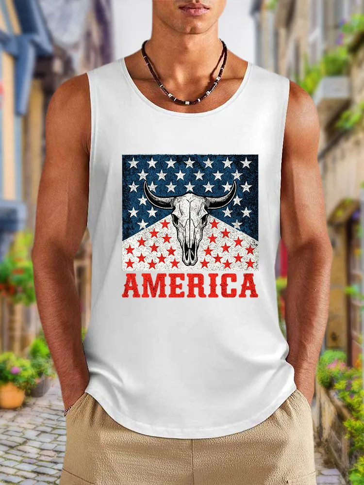 Men'S America Round-Necked Sleeveless Vest