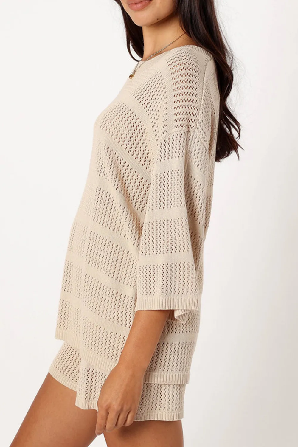 SAND LONG MESH TOP