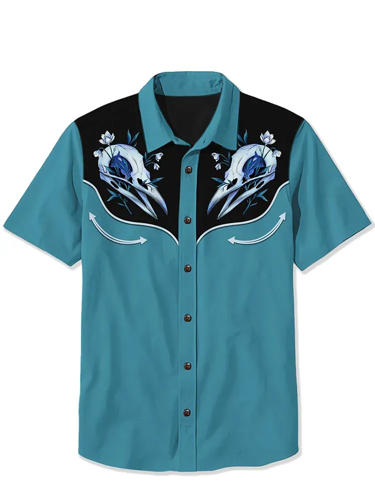 Crow Skull And Flower Shirt