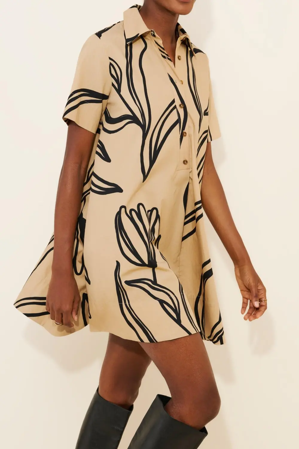 Short-Sleeve Swing Tunic Mini Dress