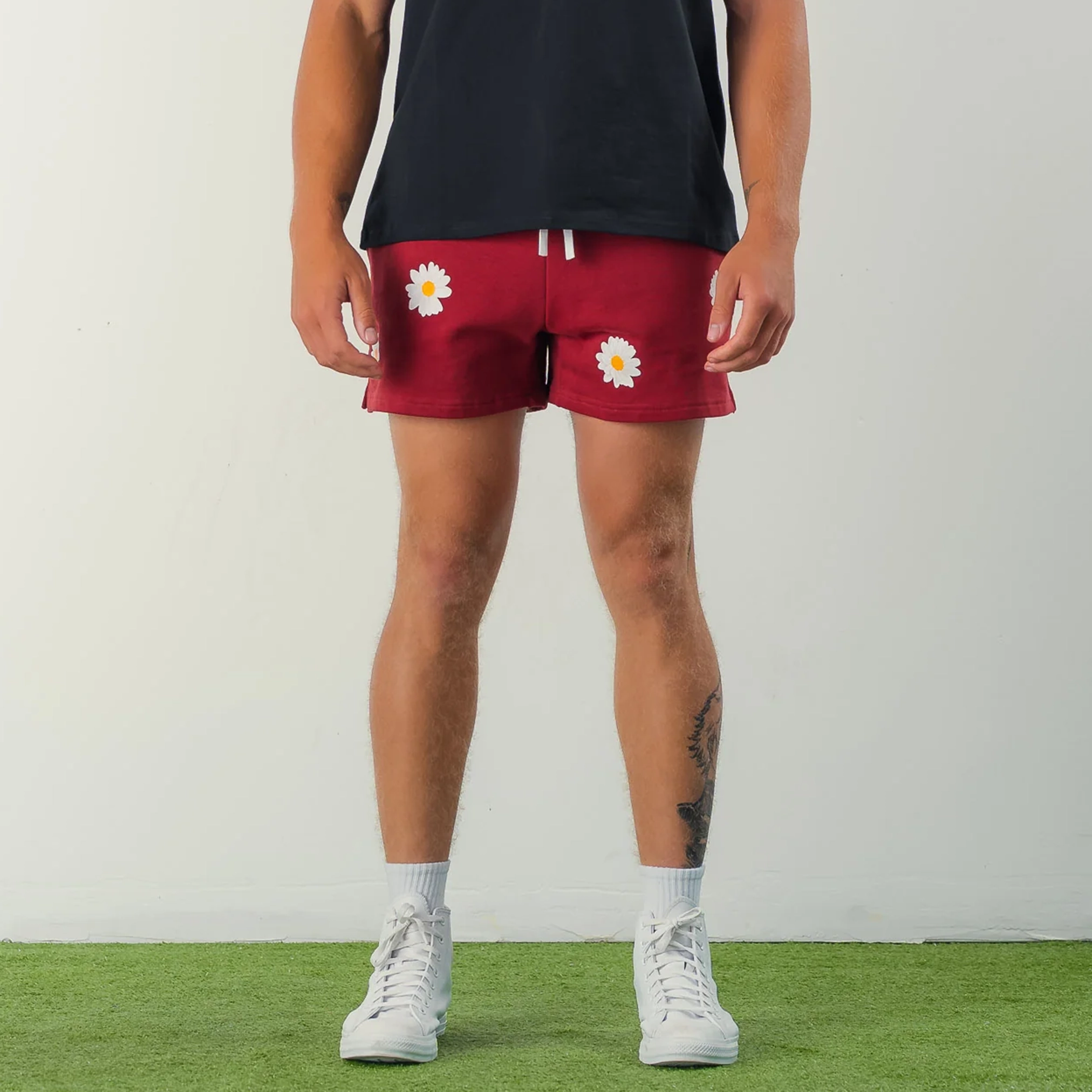 COTTON SHORTS (MID THIGH CUT) DAISY - MAROON