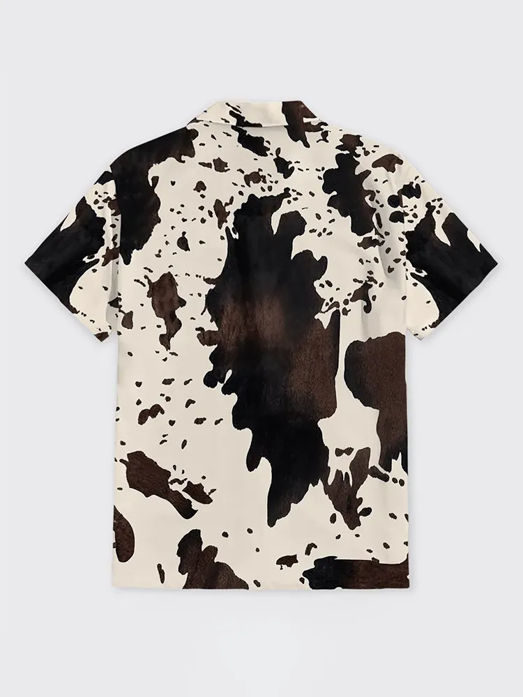 Cowhide Grain Pattern Button Up Shirt