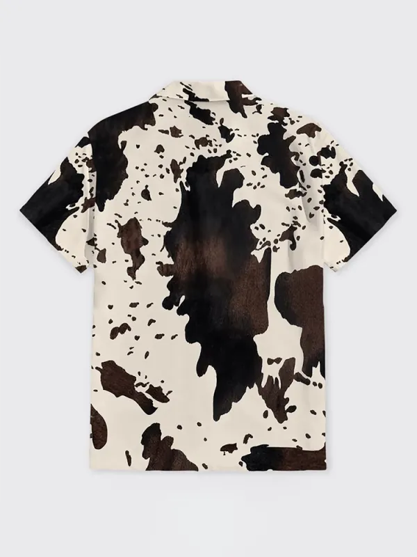 Cowhide Grain Pattern Button Up Shirt